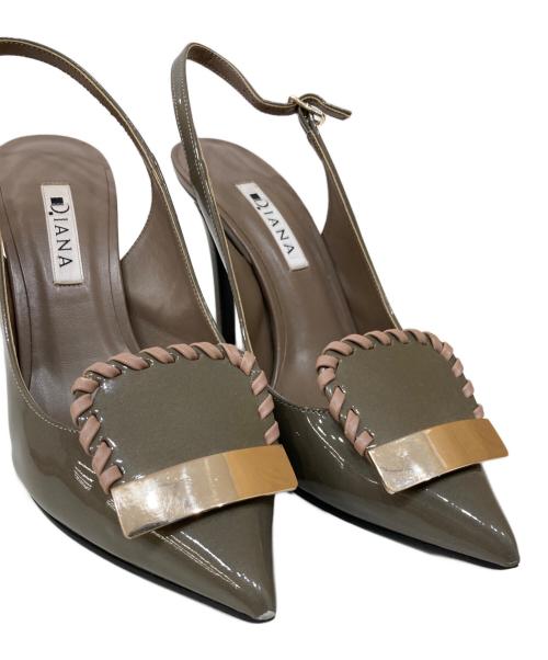 DAIANA（ダイアナ）DAIANA (ダイアナ) オープンパンプス グレー サイズ:23.5の古着・服飾アイテム