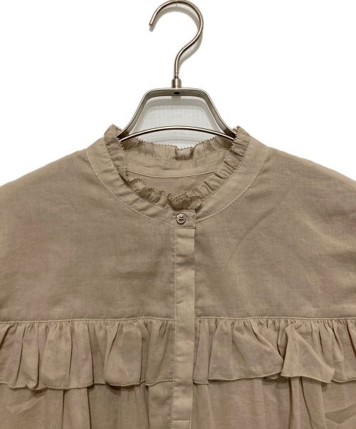 Spick and Span（スピックアンドスパン）Spick and Span (スピックアンドスパン) コットンボイルフリルフレンチブラウス ブラウン サイズ:FREEの古着・服飾アイテム