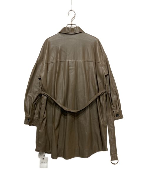 HER LIP TO（ハーリップトゥ）Her lip to (ハーリップトゥ) ヴィーガンレザーベルテドロングジャケット ブラウン サイズ:Ⅿの古着・服飾アイテム