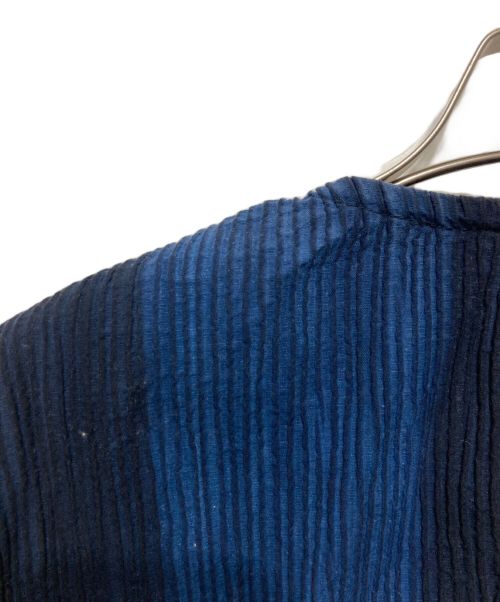 plantation（プランテーション）Plantation (プランテーション) プリーツシワ加工ノーカラージャケット ネイビー サイズ:Ⅿの古着・服飾アイテム