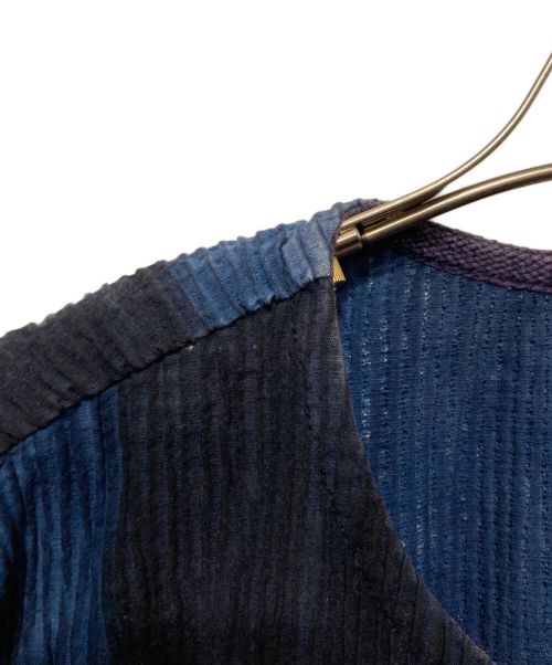 plantation（プランテーション）Plantation (プランテーション) プリーツシワ加工ノーカラージャケット ネイビー サイズ:Ⅿの古着・服飾アイテム