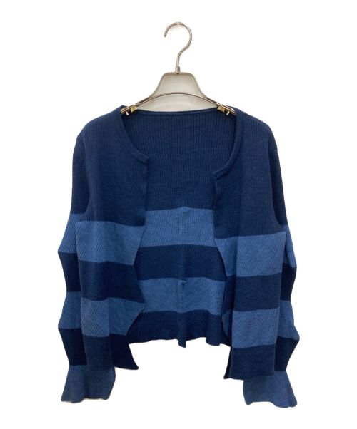 HaaT（ハート）Haat (ハート イッセイ ミヤケ) ニットカーディガン ブルー サイズ:SIZE2の古着・服飾アイテム