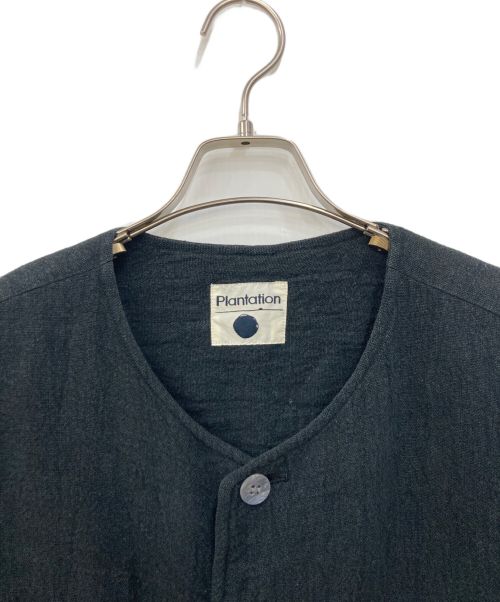 plantation（プランテーション）Plantation (プランテーション) リネンノーカラージャケット ブラック サイズ:Mの古着・服飾アイテム