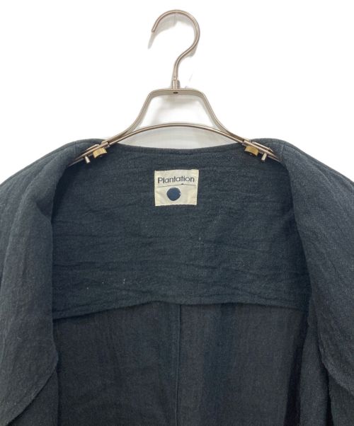 plantation（プランテーション）Plantation (プランテーション) リネンノーカラージャケット ブラック サイズ:Mの古着・服飾アイテム