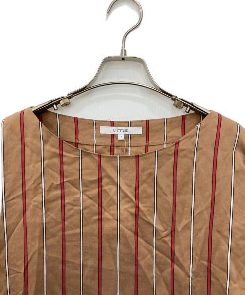 UNTITLED（アンタイトル）UNTITLED (アンタイトル) シルク混ストライプブラウス ブラウン サイズ:SIZE2の古着・服飾アイテム