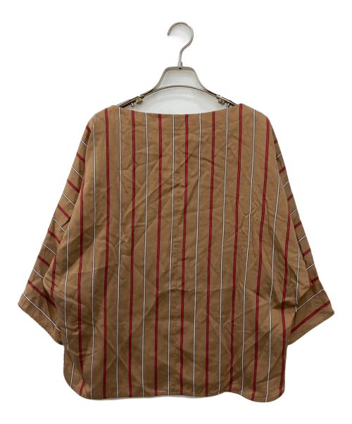 UNTITLED（アンタイトル）UNTITLED (アンタイトル) シルク混ストライプブラウス ブラウン サイズ:SIZE2の古着・服飾アイテム