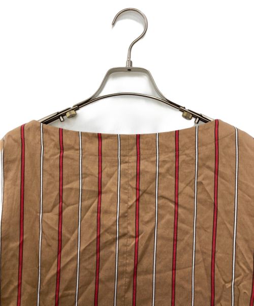 UNTITLED（アンタイトル）UNTITLED (アンタイトル) シルク混ストライプブラウス ブラウン サイズ:SIZE2の古着・服飾アイテム