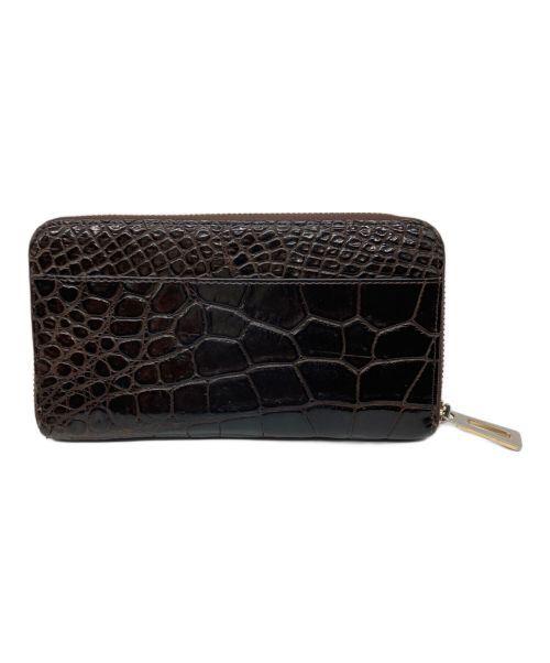 不明（不明）不明 (フメイ) クロコ型押し長財布 ブラウンの古着・服飾アイテム