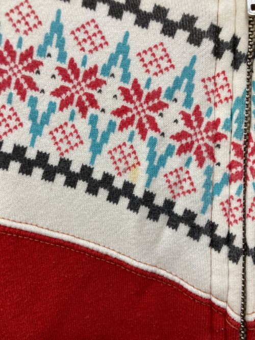 CUSHMAN（クッシュマン）Cushman (クッシュマン) 雪柄ジップスウェット レッド サイズ:Mの古着・服飾アイテム