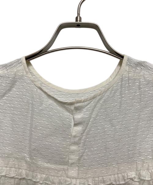 DRAWER（ドゥロワー）DRAWER (ドゥロワー) リネン ジャガード バック ギャザー ブラウス ホワイト サイズ:38の古着・服飾アイテム