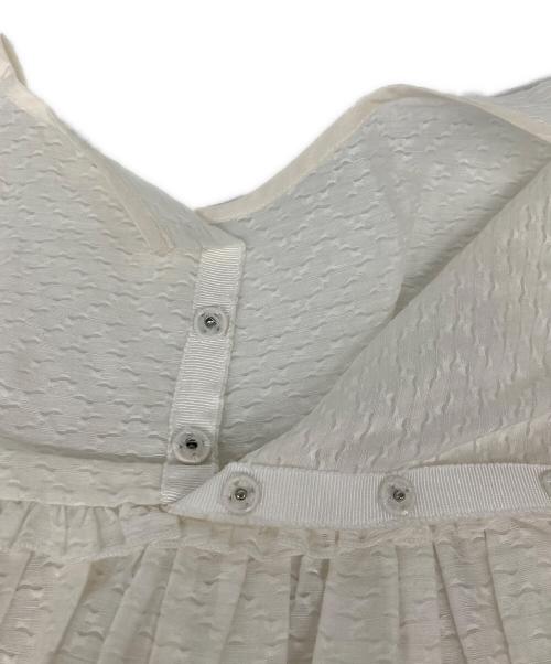 DRAWER（ドゥロワー）DRAWER (ドゥロワー) リネン ジャガード バック ギャザー ブラウス ホワイト サイズ:38の古着・服飾アイテム