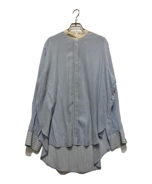 6(ROKU) BEAUTY&YOUTH（ロク ビューティーアンドユース）6(ROKU) BEAUTY&YOUTH (ロク ビューティーアンドユース) STRIPE BIG SHIRT ブルー サイズ:38の古着・服飾アイテム