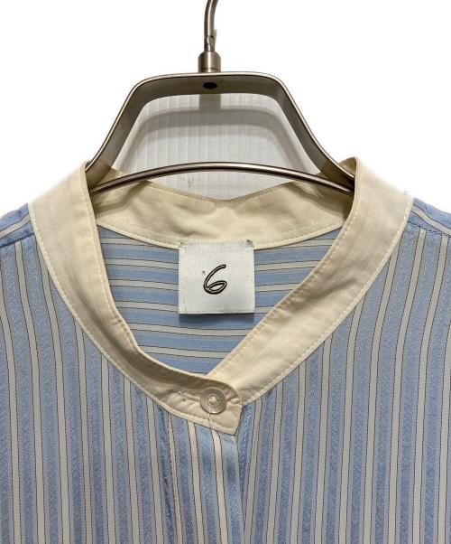 6(ROKU) BEAUTY&YOUTH（ロク ビューティーアンドユース）6(ROKU) BEAUTY&YOUTH (ロク ビューティーアンドユース) STRIPE BIG SHIRT ブルー サイズ:38の古着・服飾アイテム