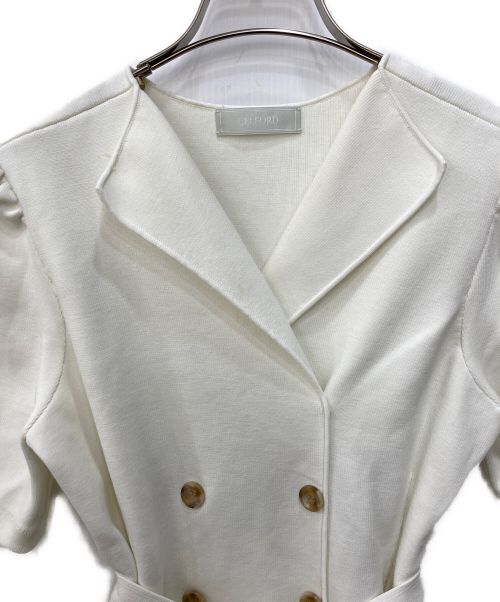 CELFORD（セルフォード）CELFORD (セルフォード) トレンチ風ニットタイトワンピース ホワイト サイズ:SIZE38の古着・服飾アイテム
