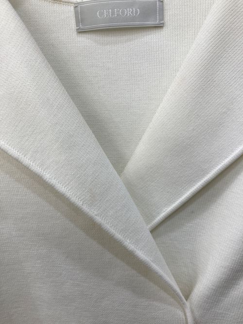 CELFORD（セルフォード）CELFORD (セルフォード) トレンチ風ニットタイトワンピース ホワイト サイズ:SIZE38の古着・服飾アイテム