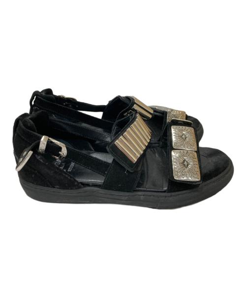 TOGA PULLA（トーガ プルラ）TOGA PULLA (トーガ プルラ) STUDIOUS (ステュディオス) ビジューフラットサンダル ブラック サイズ:25㎝の古着・服飾アイテム