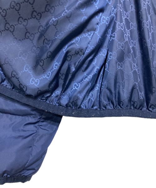 GUCCI（グッチ）GUCCI (グッチ) レザーロゴパッチダウンジャケット ブルー サイズ:SIZE38の古着・服飾アイテム