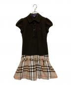 BURBERRY BLUE LABELバーバリーロンドンブルーレーベル）の古着「半袖ワンピース」｜ブラウン