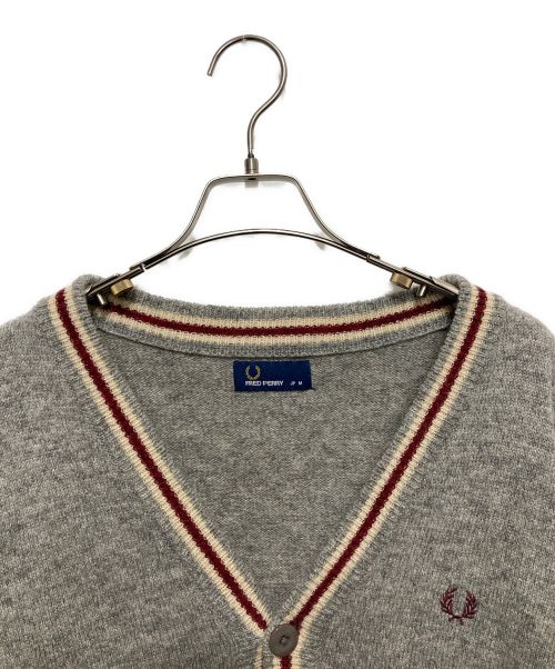 FRED PERRY（フレッドペリー）FRED PERRY (フレッドペリー) ウールニットカーディガン グレー サイズ:Ⅿの古着・服飾アイテム