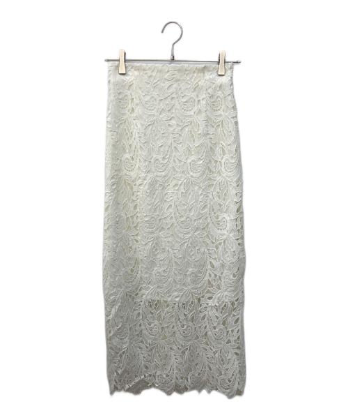 anuans（アニュアンス）anuans (アニュアンス) スカラレースストレートスカート ホワイト サイズ:Mの古着・服飾アイテム
