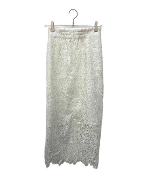 anuans（アニュアンス）anuans (アニュアンス) スカラレースストレートスカート ホワイト サイズ:Mの古着・服飾アイテム