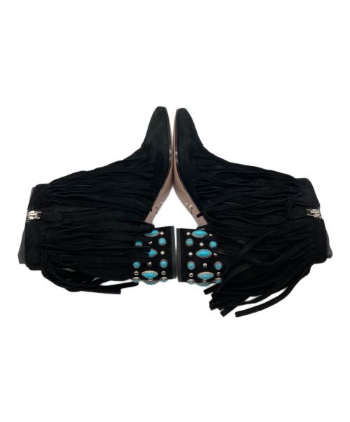 PRADA（プラダ）PRADA (プラダ) フリンジショートブーツ ブラック サイズ:SIZE36の古着・服飾アイテム