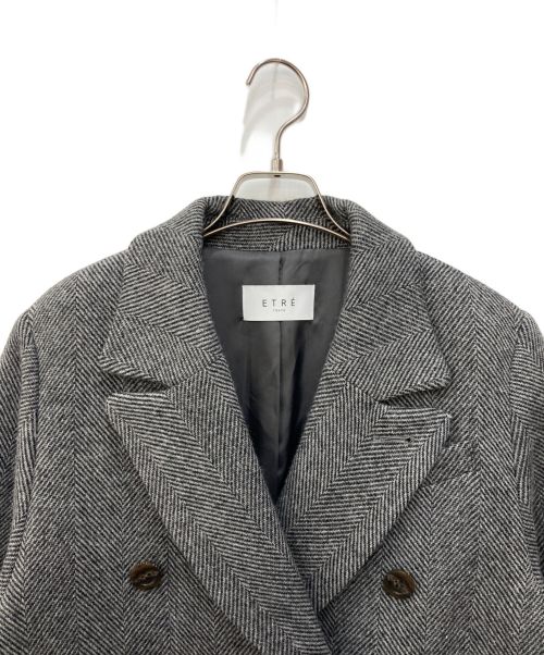 ETRE TOKYO（エトレトウキョウ）ETRE TOKYO (エトレトウキョウ) ヘリンボーンツイード パターンチェスターコート グレー サイズ:Mの古着・服飾アイテム