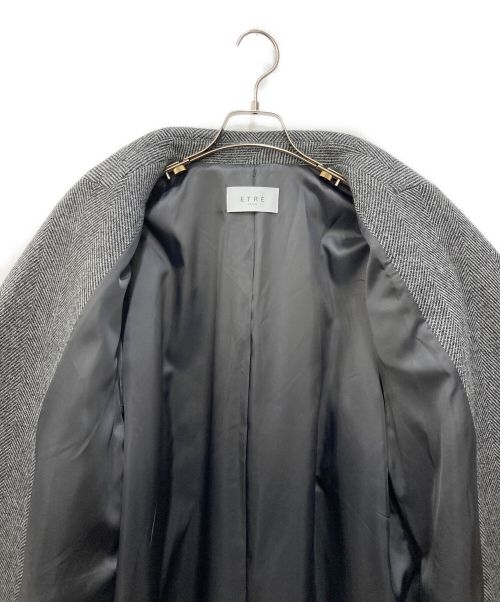ETRE TOKYO（エトレトウキョウ）ETRE TOKYO (エトレトウキョウ) ヘリンボーンツイード パターンチェスターコート グレー サイズ:Mの古着・服飾アイテム