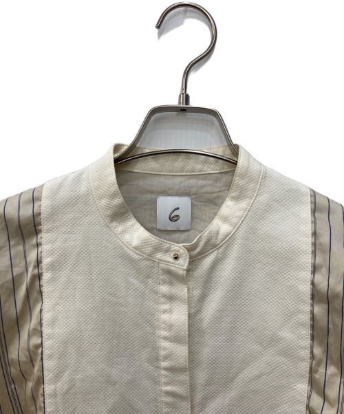 6(ROKU) BEAUTY&YOUTH（ロク ビューティーアンドユース）6(ROKU) BEAUTY&YOUTH (ロク ビューティーアンドユース) 切替バンドカラーシャツ ベージュ サイズ:SIZE36の古着・服飾アイテム