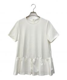 M-premierBLACK（エムプルミエブラック）の古着「ポンチタックペプラムブラウス」｜ホワイト