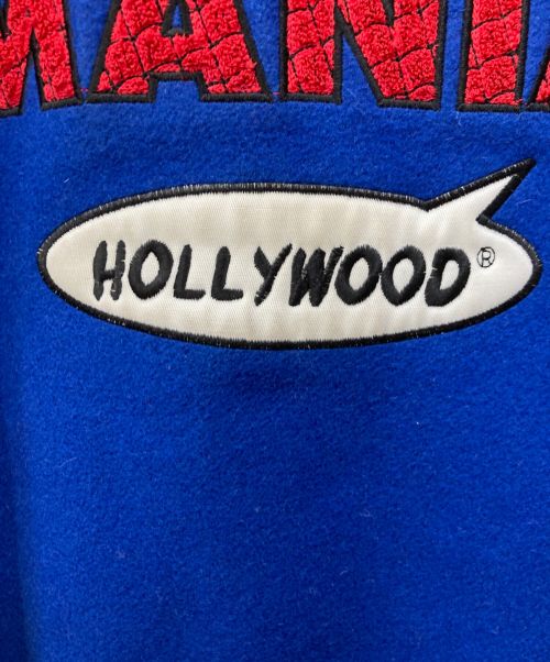 UNIVERSAL STUDIOS（ユニバーサルスタジオ）UNIVERSAL STUDIOS (ユニバーサル・スタジオ) レザーウールジャケット ブルー×ブラック サイズ:XLの古着・服飾アイテム