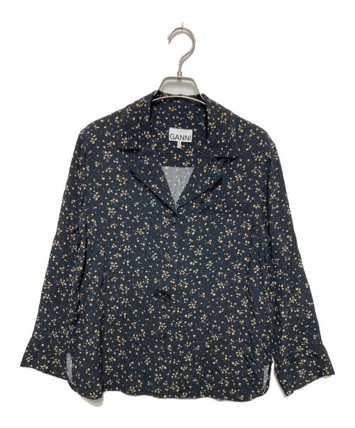 GANNI（ガニー）GANNI (ガニー) レーヨン フラワープリントオープンカラーシャツ ブラック サイズ:SIZE34の古着・服飾アイテム