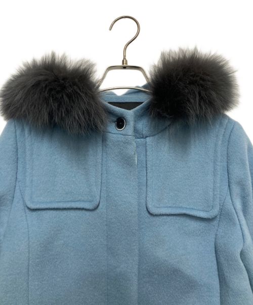 green label relaxing（グリーンレーベルリラクシング）green label relaxing (グリーンレーベルリラクシング) ファーフードダッフル風 3WAYコート ブルー サイズ:SIZE36の古着・服飾アイテム