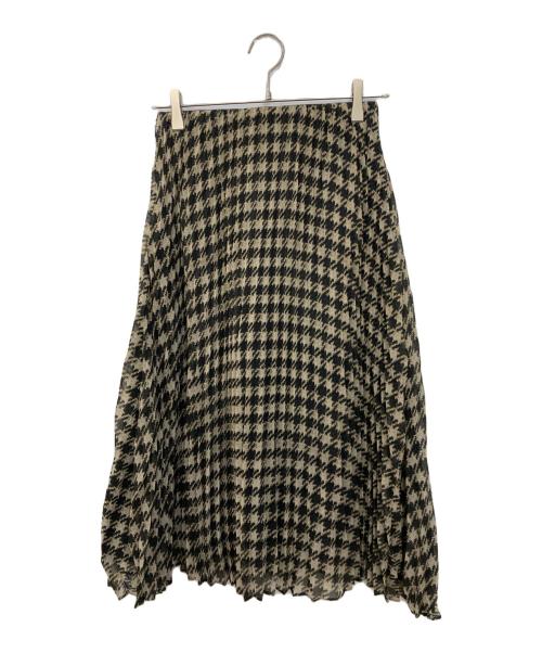 NARA CAMICIE（ナラカミーチェ）NARA CAMICIE (ナラカミーチェ) ビッグ千鳥プリーツ スカート ブラウン サイズ:SIZE1 未使用品の古着・服飾アイテム