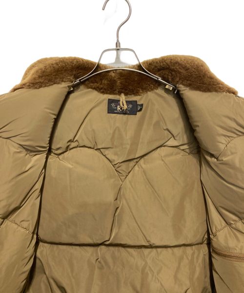 RRL（ダブルアールエル）RRL (ダブルアールエル) 襟ムートン ヴィンテージ加工 ディアスキン レザー ダウンベスト ブラウン サイズ:Ⅿの古着・服飾アイテム