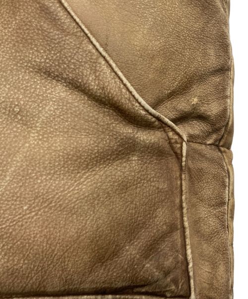 RRL（ダブルアールエル）RRL (ダブルアールエル) 襟ムートン ヴィンテージ加工 ディアスキン レザー ダウンベスト ブラウン サイズ:Ⅿの古着・服飾アイテム