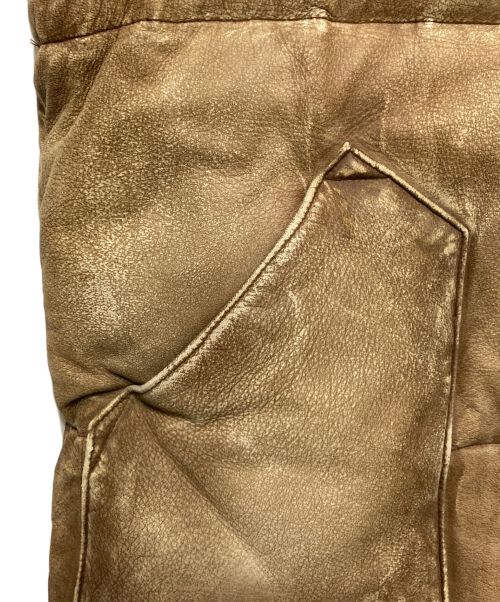 RRL（ダブルアールエル）RRL (ダブルアールエル) 襟ムートン ヴィンテージ加工 ディアスキン レザー ダウンベスト ブラウン サイズ:Ⅿの古着・服飾アイテム