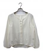 green label relaxingグリーンレーベルリラクシング）の古着「[手洗い可能/パウダリードレープ] D キリカエ ブラウス」｜ホワイト