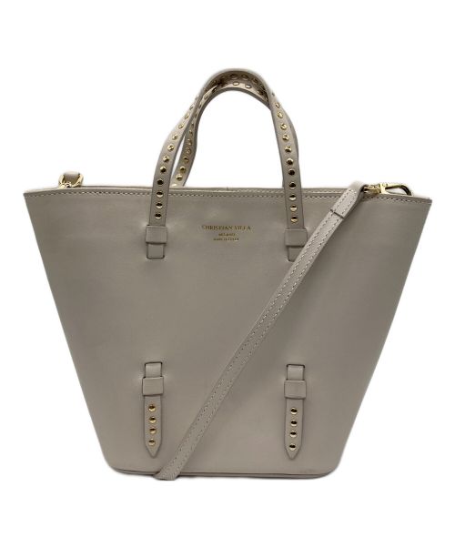 CHRISTIAN VILLA（クリスチャンヴィラ）CHRISTIAN VILLA (クリスチャンヴィラ) スタッズハンドルバッグ ベージュの古着・服飾アイテム