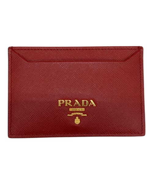 PRADA（プラダ）PRADA (プラダ) サフィアーノレザー カードケース レッドの古着・服飾アイテム
