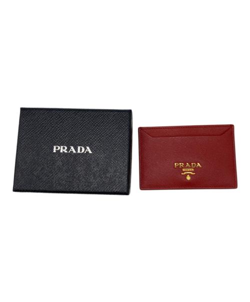 PRADA（プラダ）PRADA (プラダ) サフィアーノレザー カードケース レッドの古着・服飾アイテム