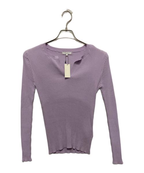 allureville（アルアバイル）allureville (アルアバイル) キーネックリブニット パープル サイズ:M 未使用品の古着・服飾アイテム