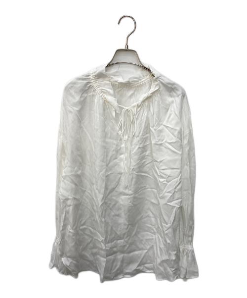 Noble（ノーブル）Noble (ノーブル) 2WAYストリングスラッフルLSブラウス ホワイト サイズ:Freeの古着・服飾アイテム