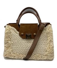 JIMMY CHOO（ジミーチュウ）の古着「2WAYラフィアバッグ」｜ベージュ×ブラウン