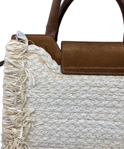 JIMMY CHOO（ジミーチュウ）JIMMY CHOO (ジミーチュウ) 2WAYラフィアバッグ ベージュ×ブラウンの古着・服飾アイテム