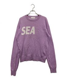 WIND AND SEA（ウィンダンシー）の古着「ロゴ ジャガード シルク ブレンド ニット」｜パープル