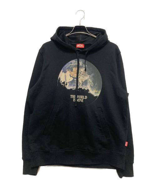 DIESEL（ディーゼル）DIESEL (ディーゼル) プリントパーカー ブラック サイズ:XLの古着・服飾アイテム