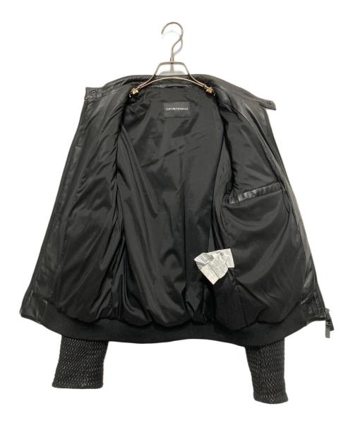 EMPORIO ARMANI（エンポリオ アルマーニ）EMPORIO ARMANI (エンポリオアルマーニ) ラムレザージャケット ブラック サイズ:SIZE 46の古着・服飾アイテム