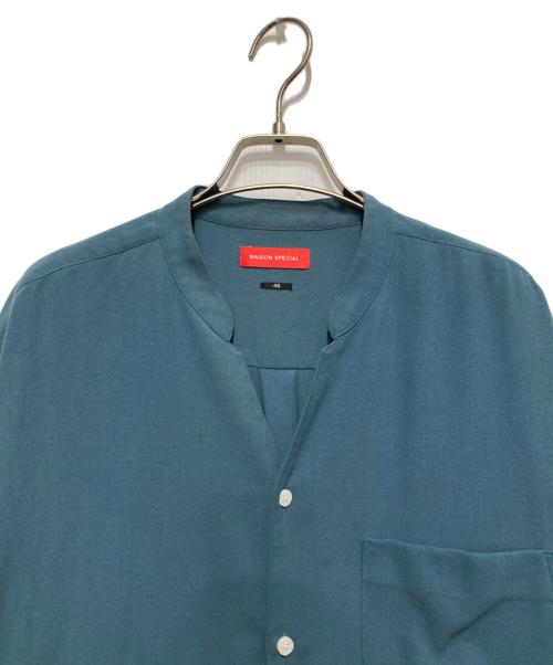 MAISON SPECIAL（メゾンスペシャル）MAISON SPECIAL (メゾンスペシャル) ハイツイストドライVネックスキッパーシャツ ブルー サイズ:SIZE 46の古着・服飾アイテム