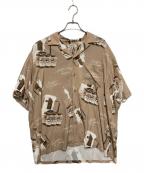 RADIALLラディアル）の古着「総柄レーヨンシャツ」｜ブラウン